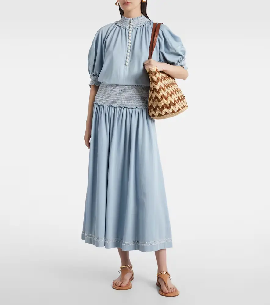 Zimmermann Ascension shirred denim midi skirt | Thumbnail 2