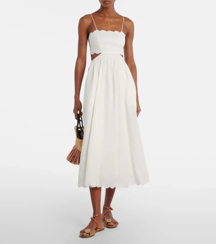 Zimmermann Rhiannon scalloped linen midi dress | Thumbnail 2 Zimmermann Rhiannon scalloped linen midi dress | Thumbnail 2