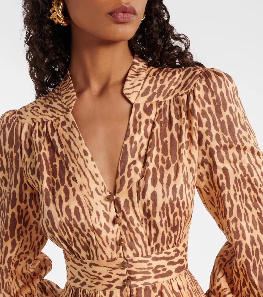 Zimmermann Cascadian leopard-print linen midi dress | Thumbnail 3 Zimmermann Cascadian leopard-print linen midi dress | Thumbnail 3