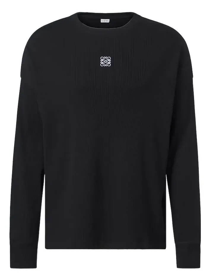 Anagram ribbed-knit cotton T-shirt