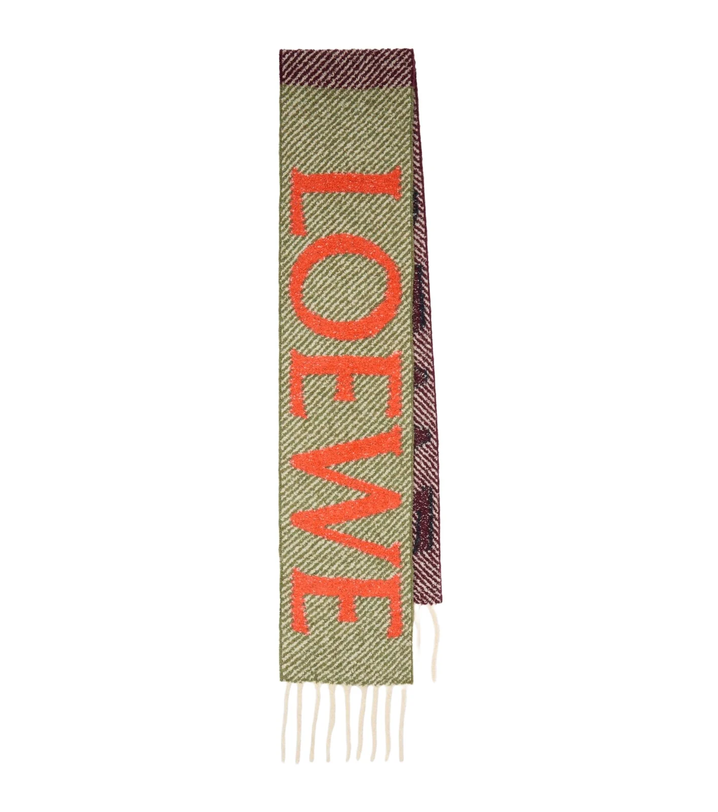 Loewe Fringed logo alpaca and wool-blend scarf
