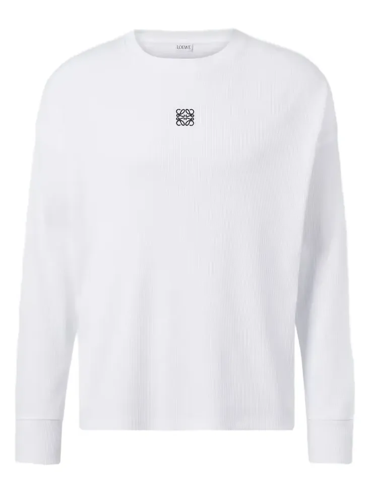 Anagram ribbed-knit cotton T-shirt