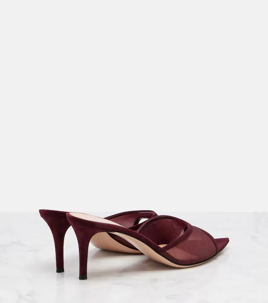 Gianvito Rossi Pointy 70 suede and organza mules | Thumbnail 2