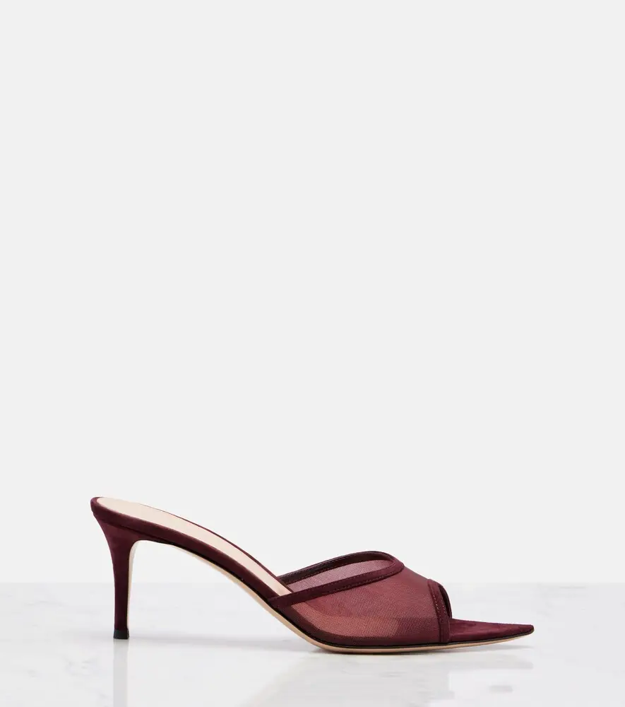 Gianvito Rossi Pointy 70 suede and organza mules | Thumbnail 3