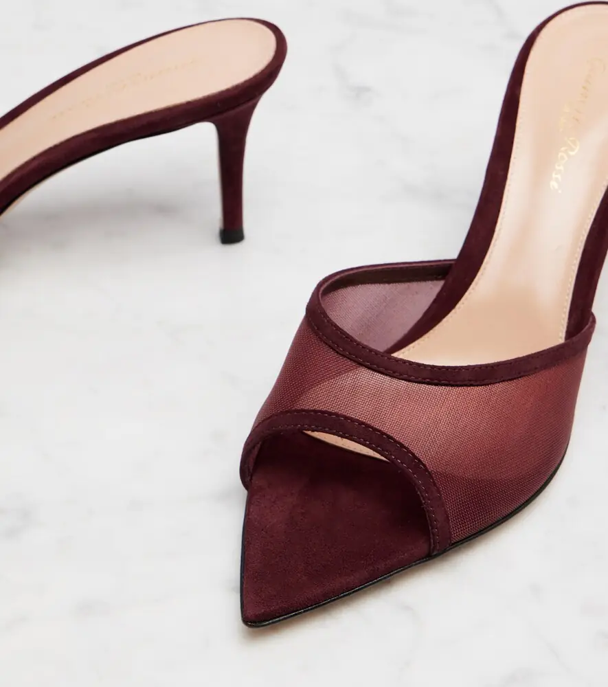 Gianvito Rossi Pointy 70 suede and organza mules | Thumbnail 4