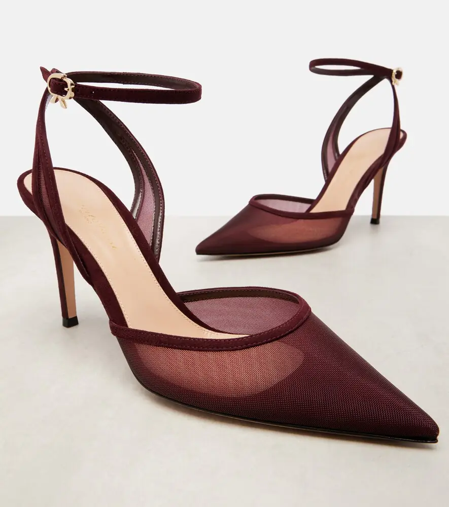 Gianvito Rossi 85 suede-trimmed organza pumps | Thumbnail 4 Gianvito Rossi 85 suede-trimmed organza pumps | Thumbnail 4