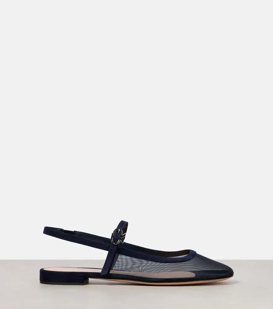Gianvito Rossi Leather-trimmed organza ballet flats | Thumbnail 3 Gianvito Rossi Leather-trimmed organza ballet flats | Thumbnail 3