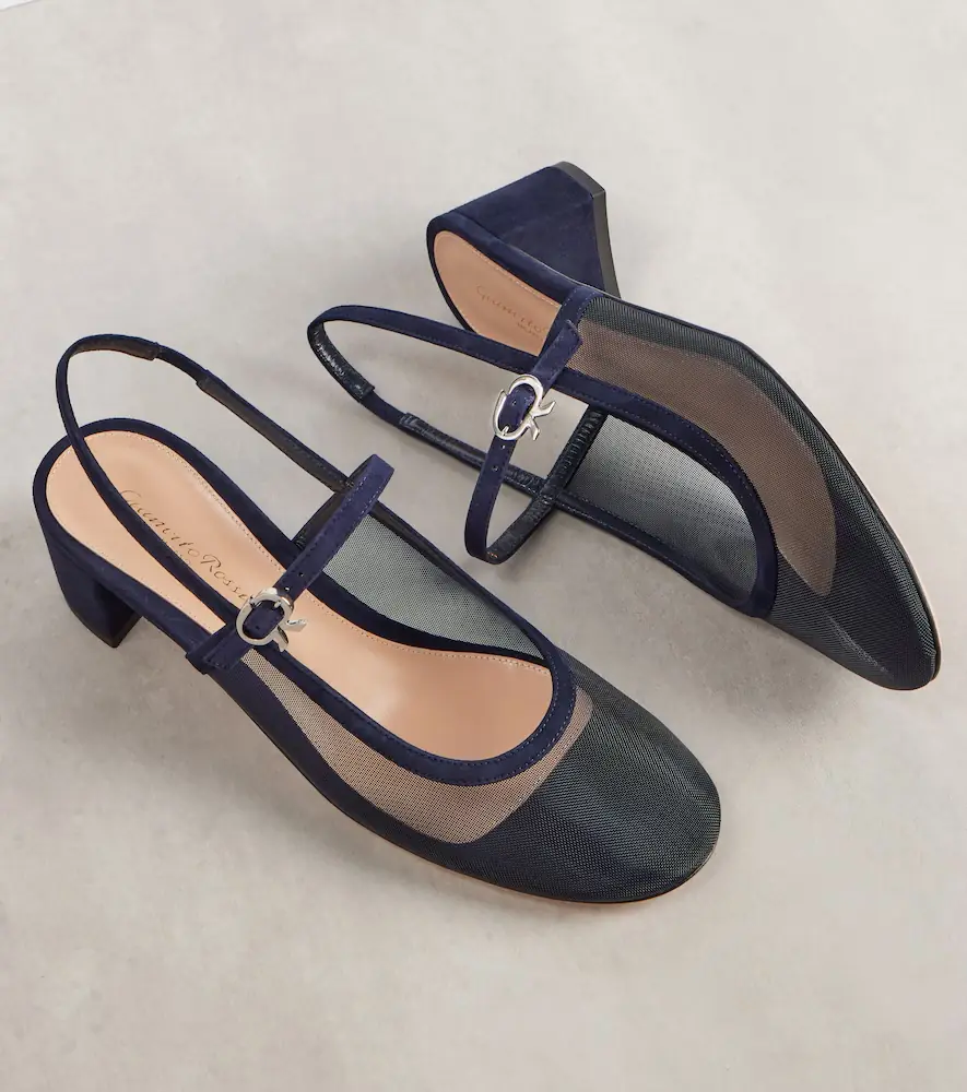 Gianvito Rossi Francoise 45 suede-trimmed slingback pumps | Thumbnail 2 Gianvito Rossi Francoise 45 suede-trimmed slingback pumps | Thumbnail 2