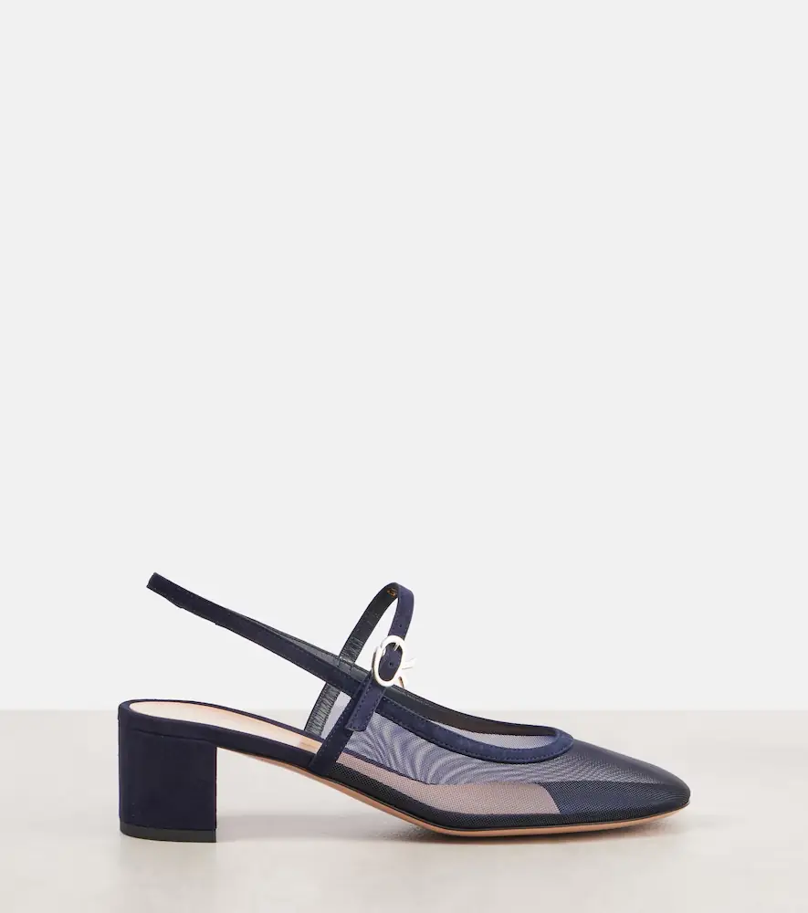 Gianvito Rossi Francoise 45 suede-trimmed slingback pumps | Thumbnail 4 Gianvito Rossi Francoise 45 suede-trimmed slingback pumps | Thumbnail 4