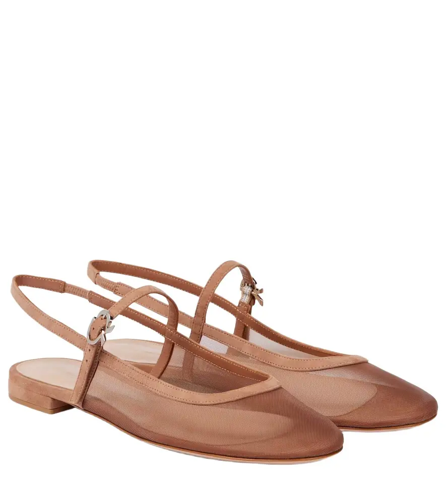 Gianvito Rossi Organza slingback flats