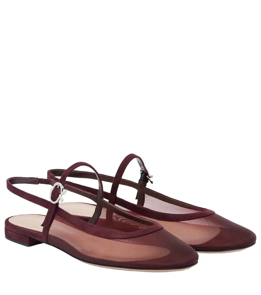 Gianvito Rossi Sling organza ballet flats