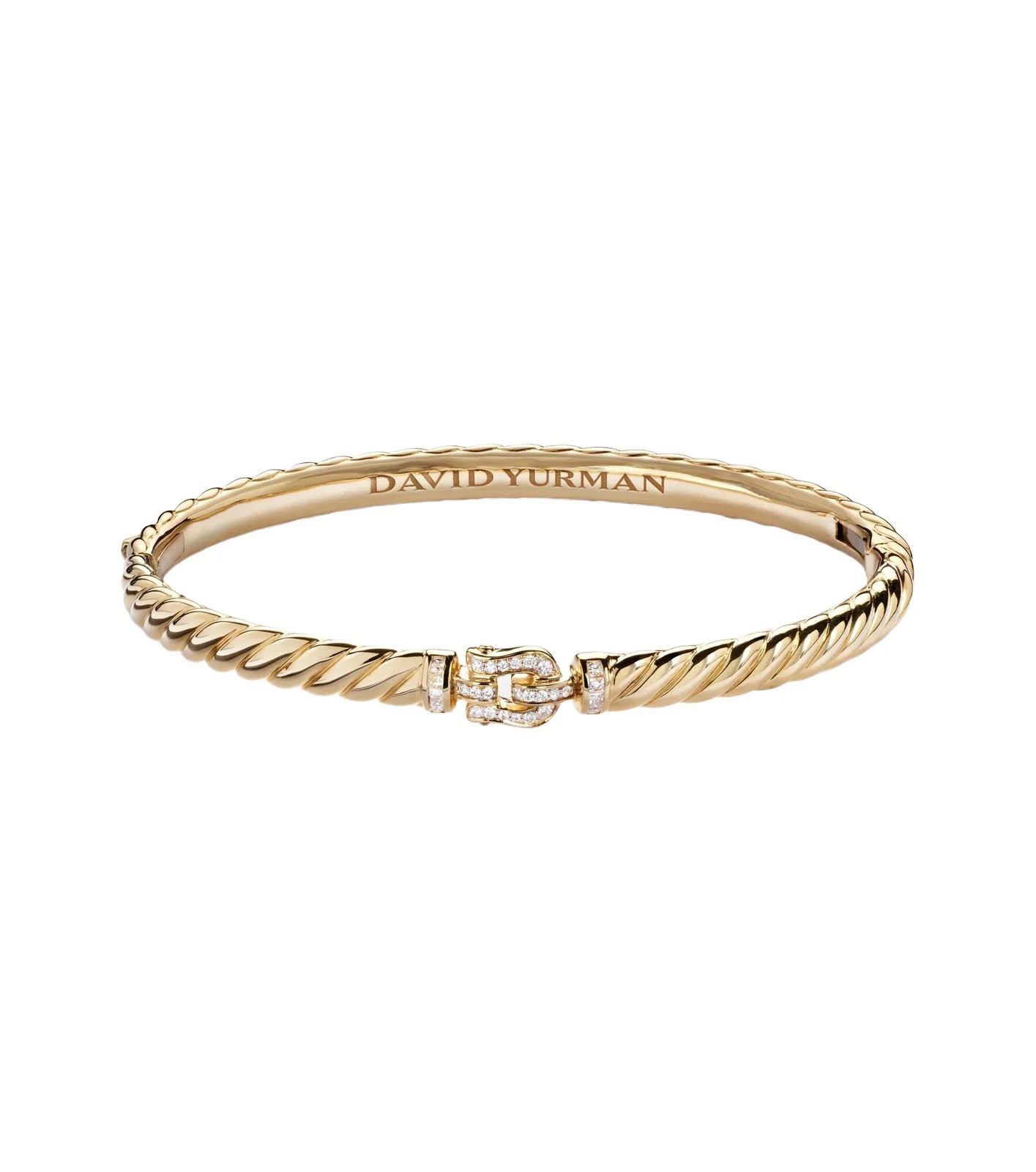Sculpted Cable Buckle 18kt gold bracelet with diamonds