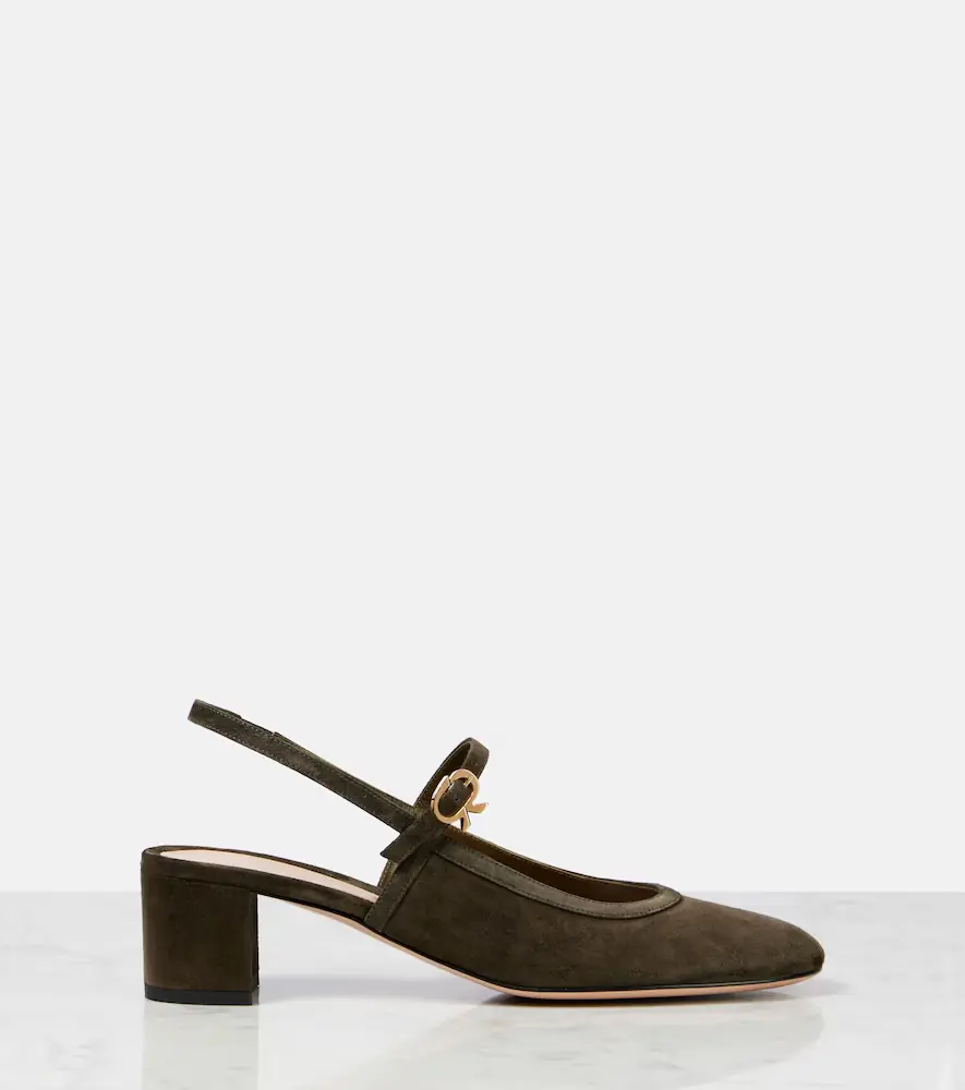 Gianvito Rossi Leather-trimmed suede slingback pumps | Thumbnail 3 Gianvito Rossi Leather-trimmed suede slingback pumps | Thumbnail 3
