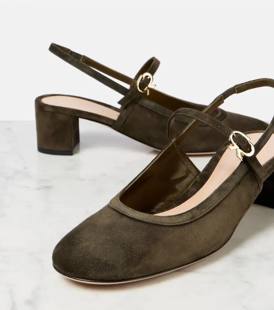 Gianvito Rossi Leather-trimmed suede slingback pumps | Thumbnail 4 Gianvito Rossi Leather-trimmed suede slingback pumps | Thumbnail 4