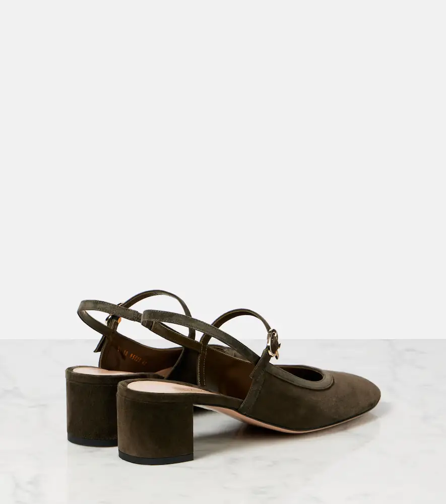 Gianvito Rossi Leather-trimmed suede slingback pumps | Thumbnail 5 Gianvito Rossi Leather-trimmed suede slingback pumps | Thumbnail 5