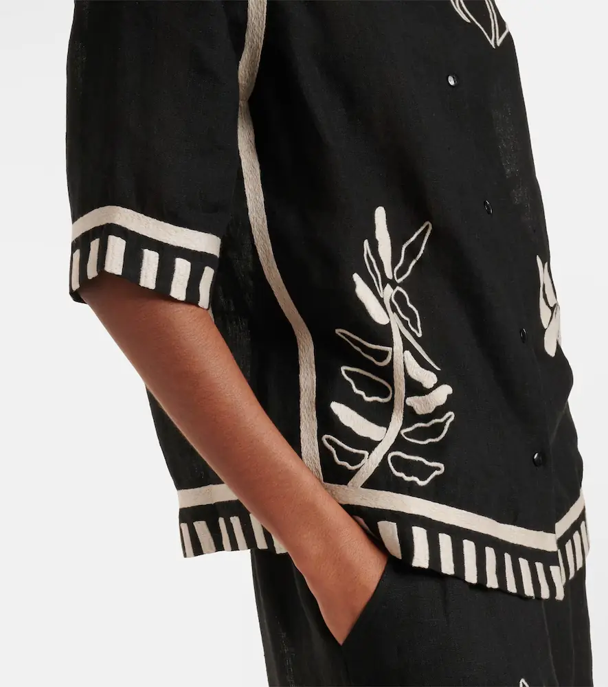 Eres Crab embroidered linen shirt | Thumbnail 3