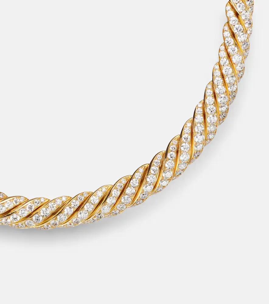 David Yurman Sculpted Cable Flex 18kt gold choker with diamonds | Thumbnail 2