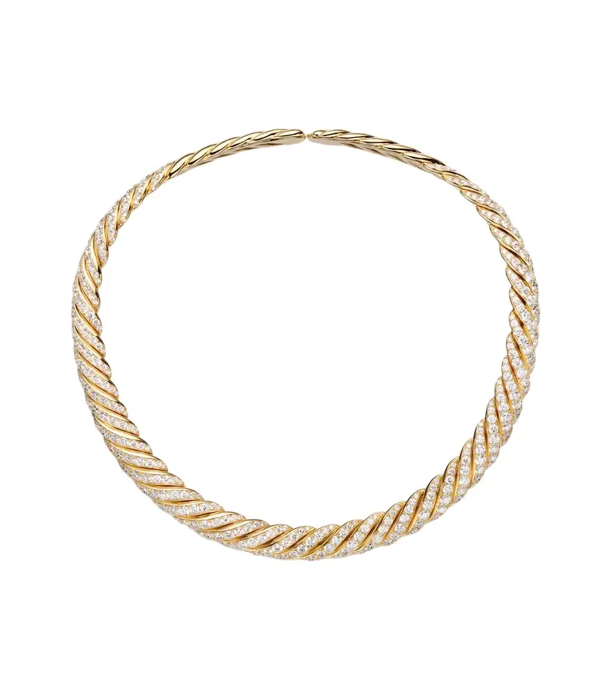 Sculpted Cable Flex 18kt gold choker with diamonds Sculpted Cable Flex 18kt gold choker with diamonds