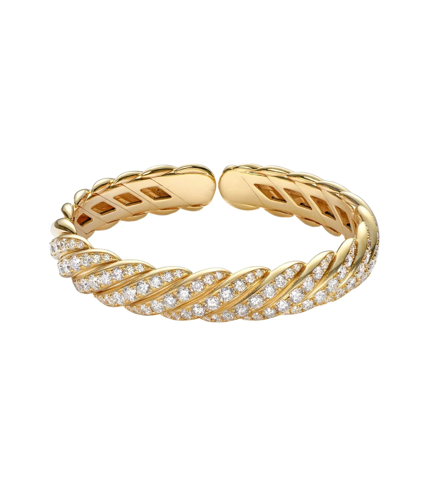 Sculpted Cable Flex 18kt gold bracelet with diamonds