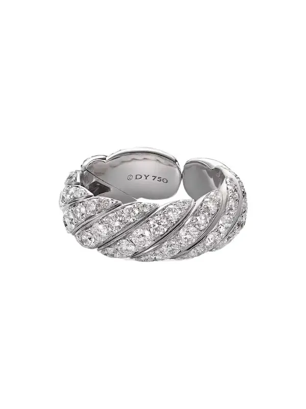 Sculpted Cable 18kt white gold ring with diamonds Sculpted Cable 18kt white gold ring with diamonds