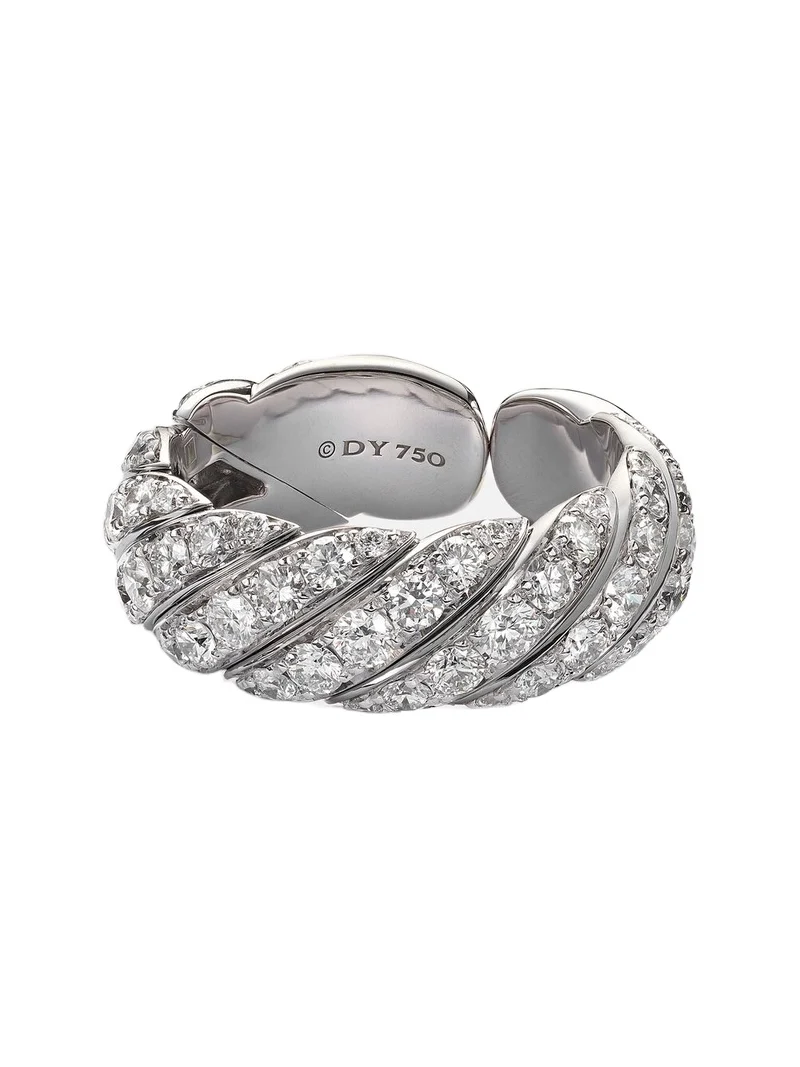 David Yurman Sculpted Cable 18kt white gold ring with diamonds
