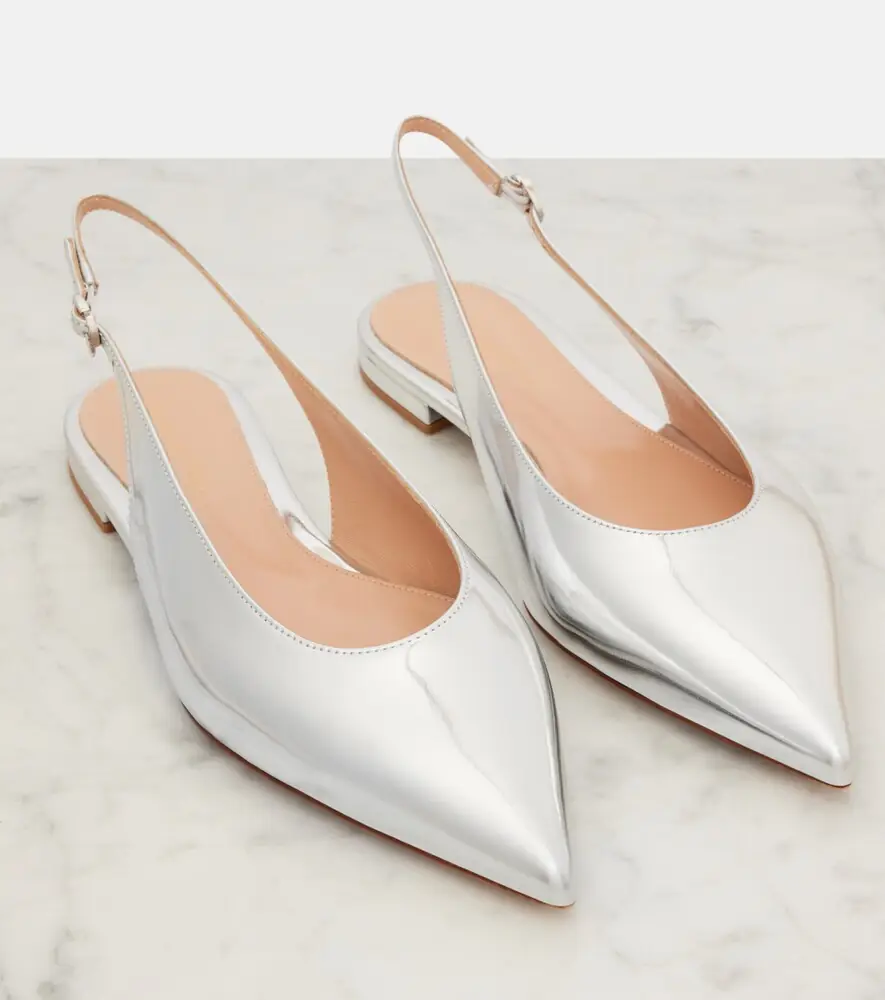 Gianvito Rossi Robbie metallic leather slingback flats | Thumbnail 2