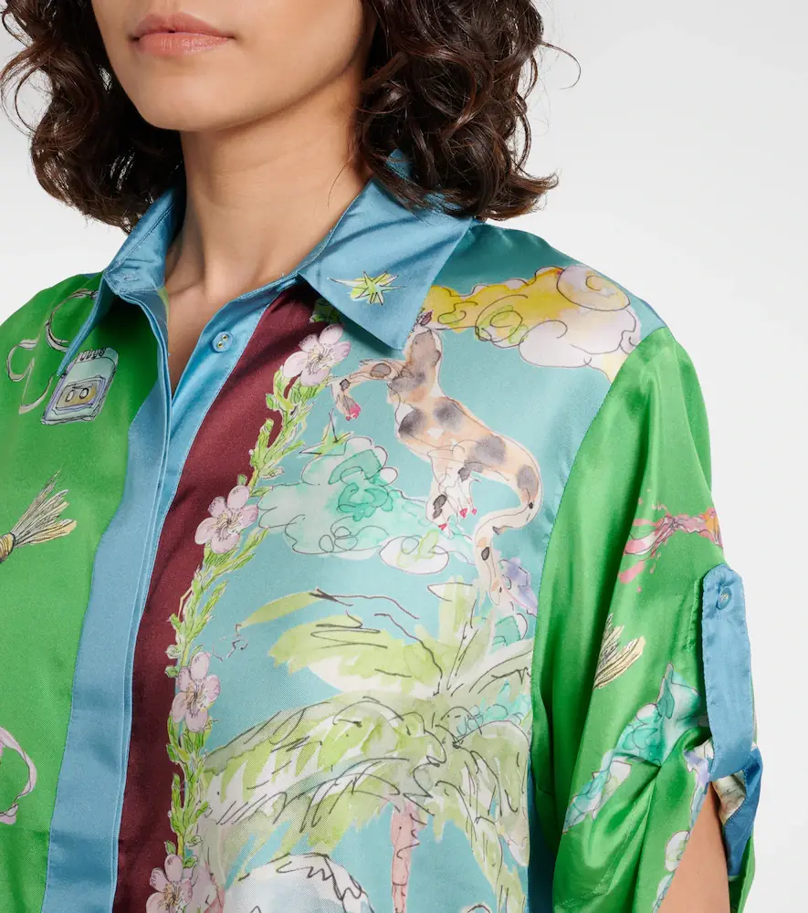 ALÉMAIS Alémais Daria printed silk satin shirt | Thumbnail 3