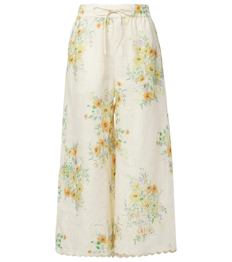 Alemais Alémais Juliette floral linen wide-leg pants | Image 1 Alemais Alémais Juliette floral linen wide-leg pants | Image 1