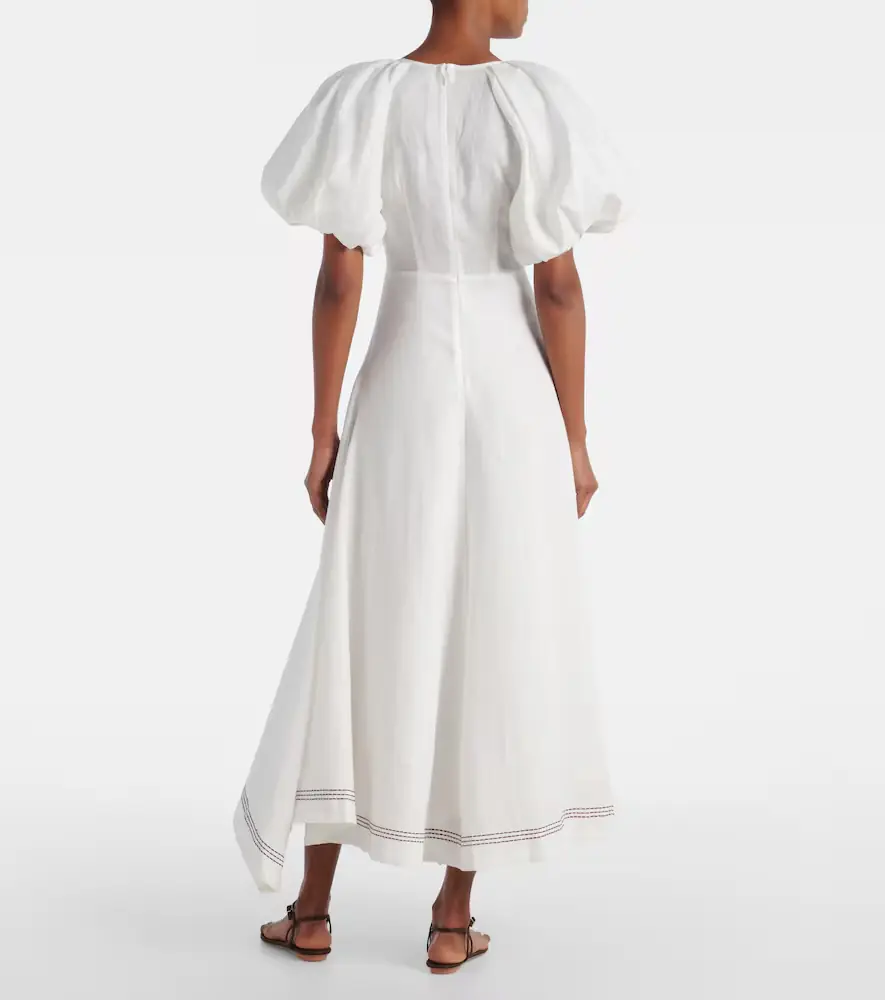 ALÉMAIS Alémais Magnolia embroidered linen midi dress | Thumbnail 3