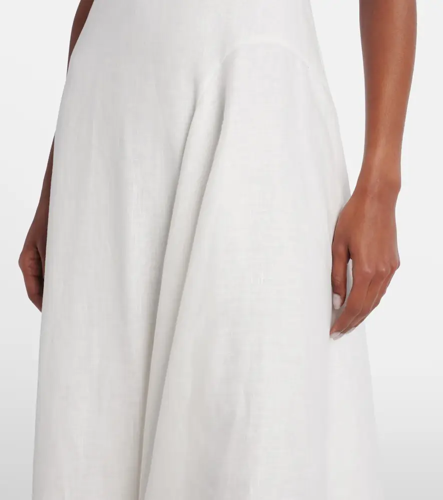 ALÉMAIS Alémais Magnolia embroidered linen midi dress | Thumbnail 4
