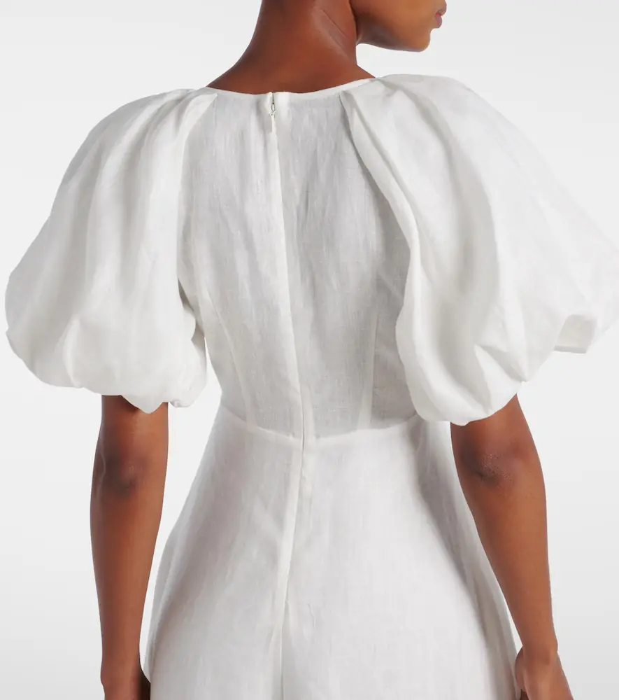 ALÉMAIS Alémais Magnolia embroidered linen midi dress | Thumbnail 5