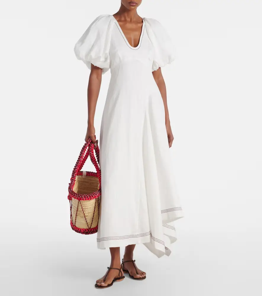 ALÉMAIS Alémais Magnolia embroidered linen midi dress | Thumbnail 6