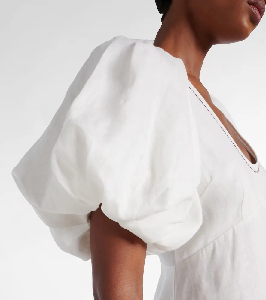 ALÉMAIS Alémais Magnolia embroidered linen midi dress | Thumbnail 7