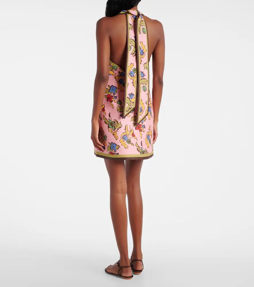 ALÉMAIS Alémais Floral halterneck linen-blend minidress | Thumbnail 3
