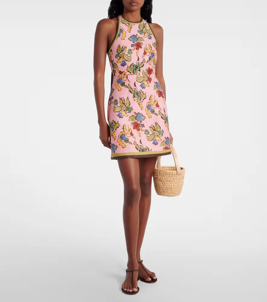 ALÉMAIS Alémais Floral halterneck linen-blend minidress | Thumbnail 4