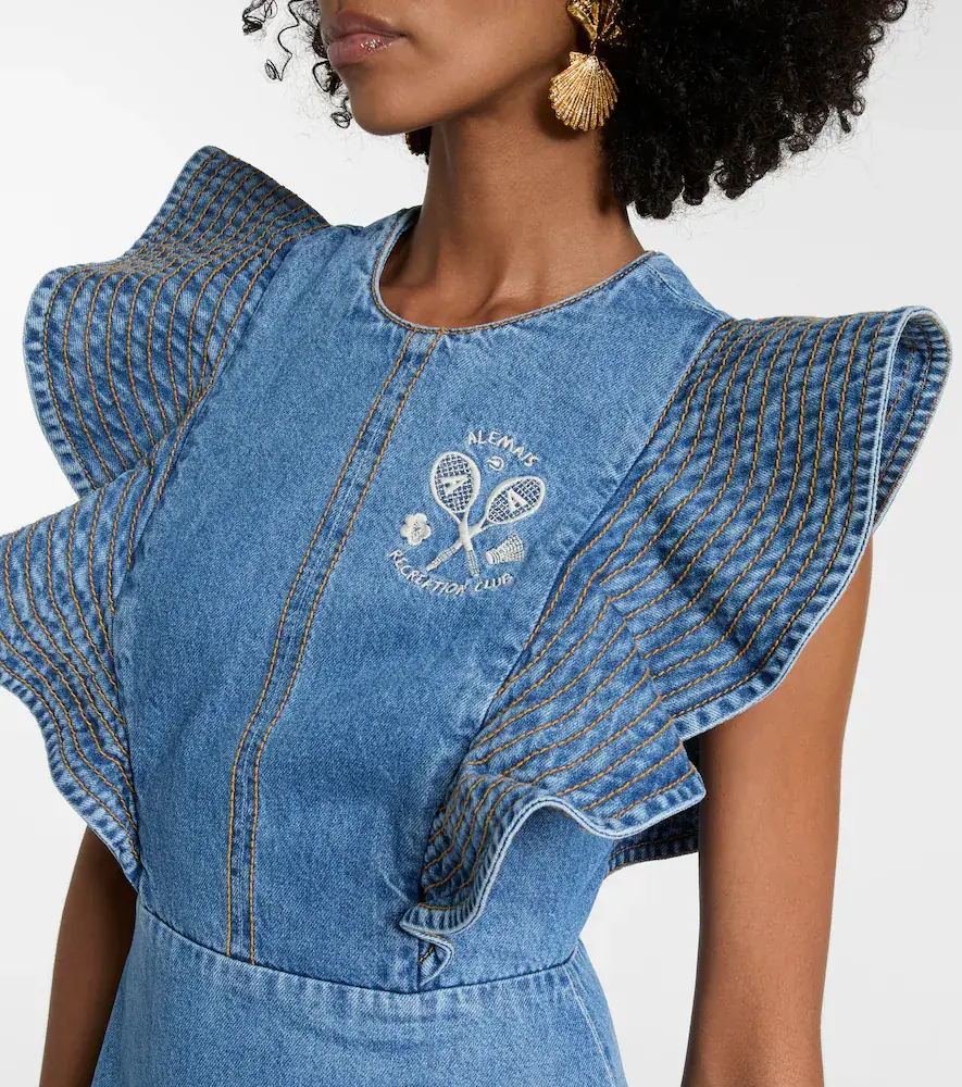 ALÉMAIS Alémais Stephi ruffled denim maxi dress | Thumbnail 2
