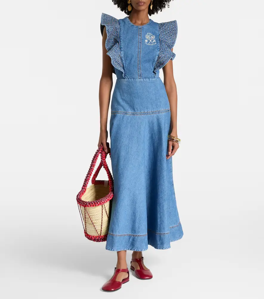 ALÉMAIS Alémais Stephi ruffled denim maxi dress | Thumbnail 5