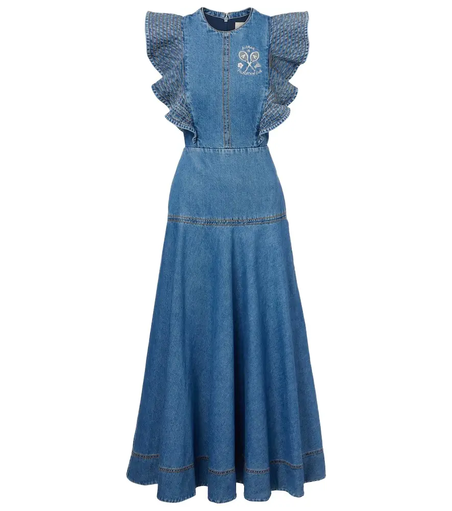 Alemais Alémais Stephi ruffled denim maxi dress | Image 1 Alemais Alémais Stephi ruffled denim maxi dress | Image 1