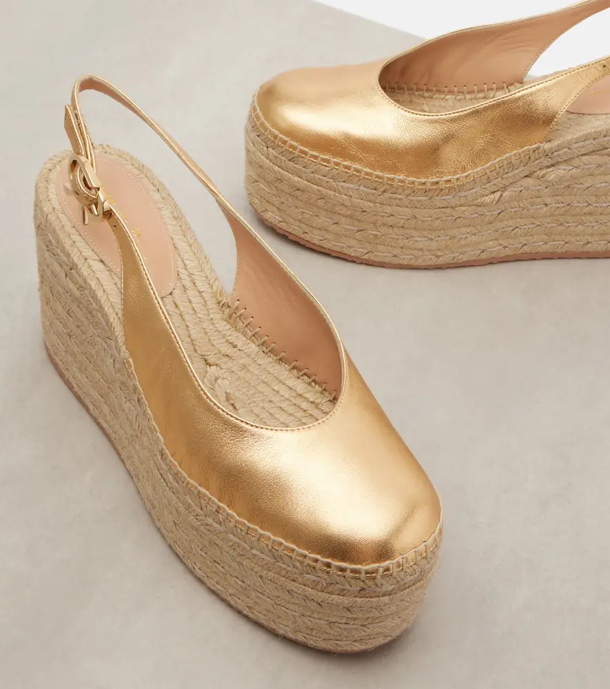 Gianvito Rossi Metallic leather espadrille wedges | Thumbnail 2