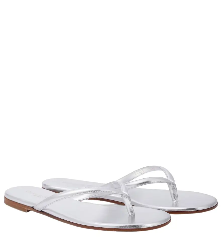 Gianvito Rossi Calypso metallic leather thong sandals