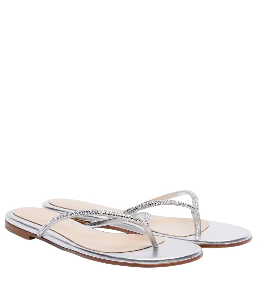 Gianvito Rossi India metallic leather thong sandals