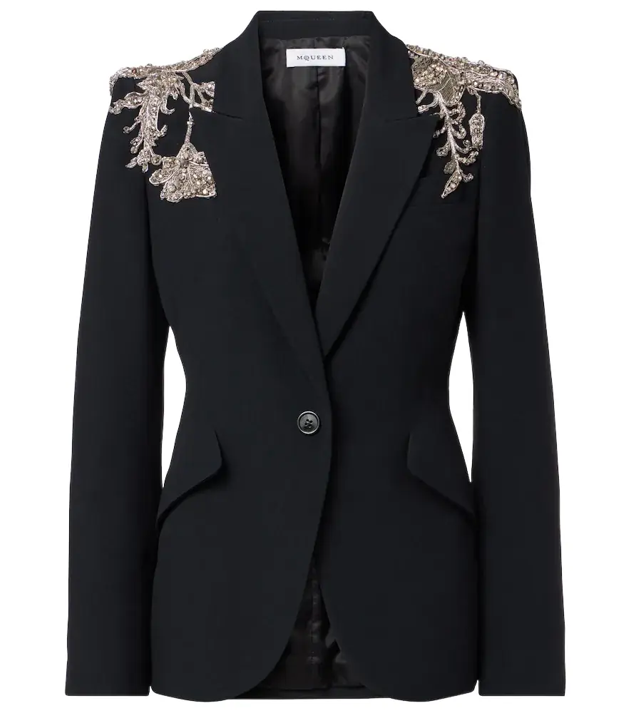Embellished crepe blazer