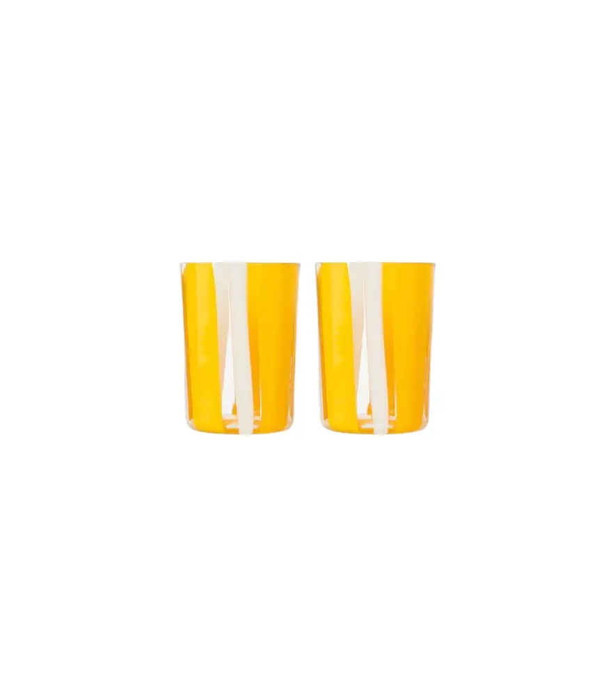Dolce & Gabbana Casa Taormina set of 2 striped glass tumblers | Image 1 Dolce & Gabbana Casa Taormina set of 2 striped glass tumblers | Image 1