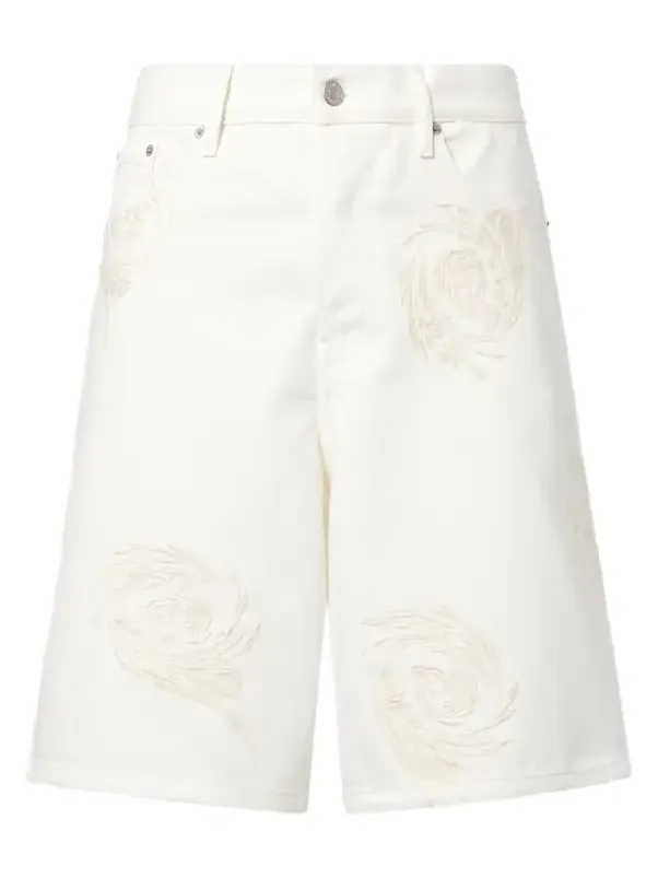 Dries Van Noten Embroidered denim Bermuda shorts