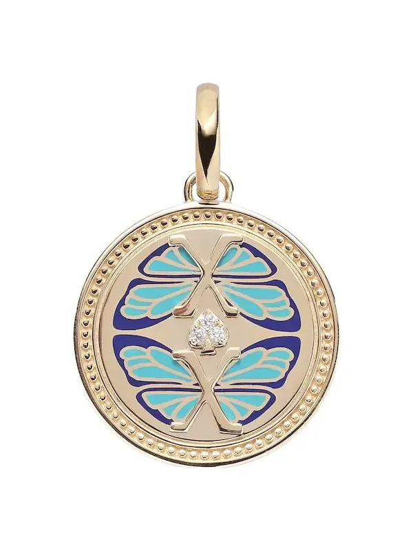 Reverie Medium 18k gold and ceramic pendant with diamonds