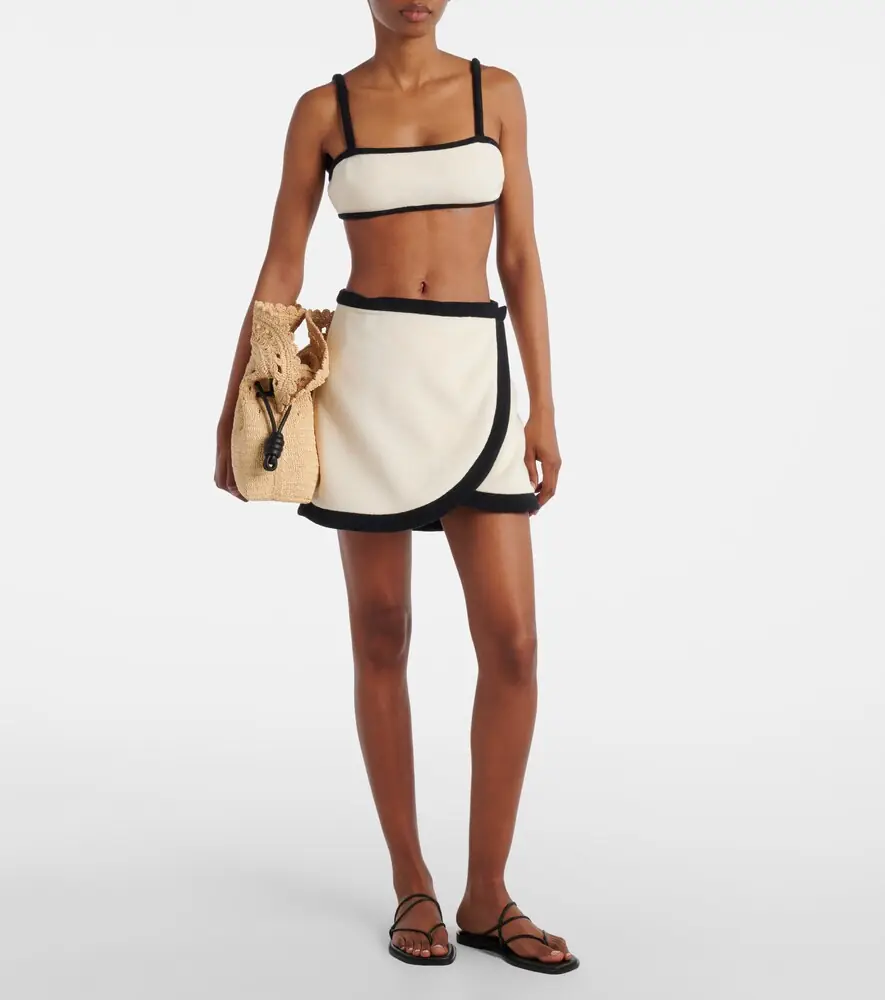 ADRIANA DEGREAS Cotton-blend terry bikini top | Thumbnail 3