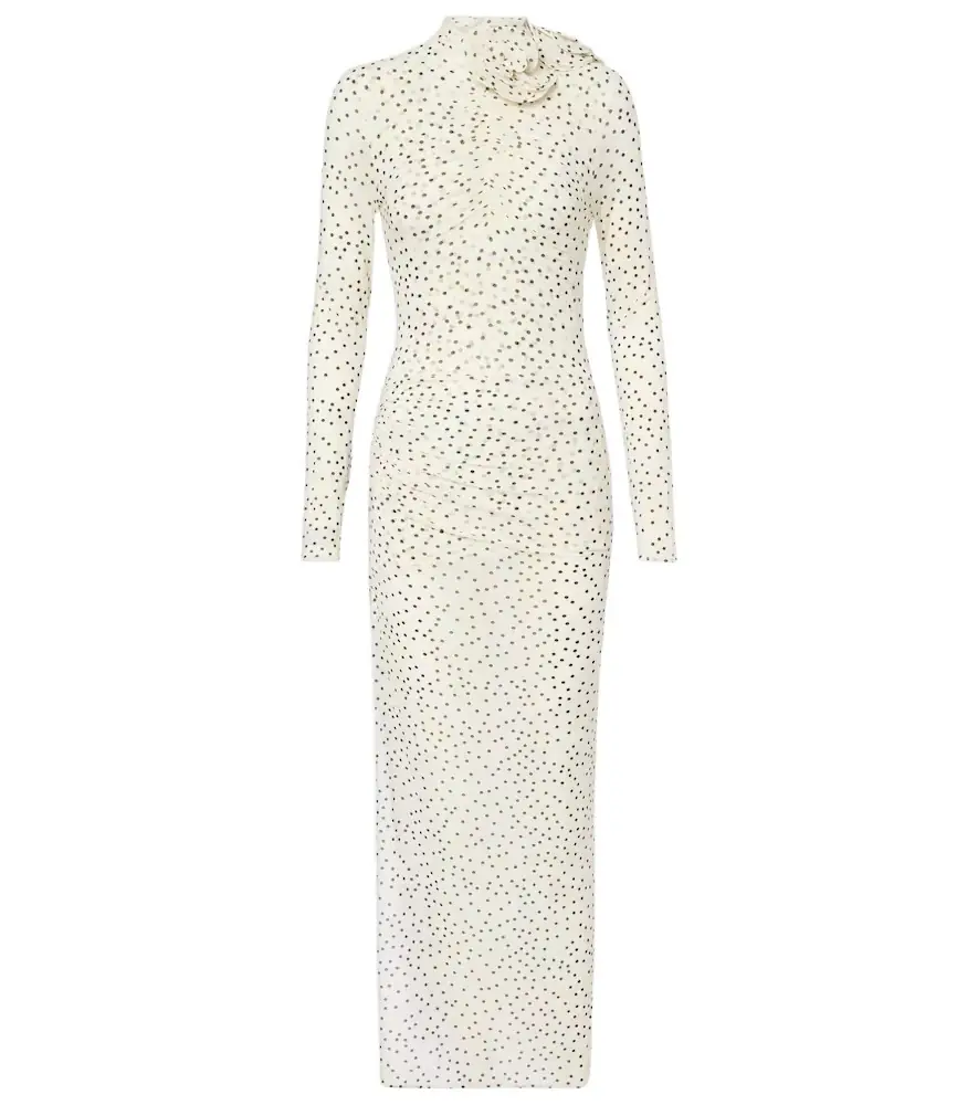 Magda Butrym Floral-appliqué polka-dot maxi dress