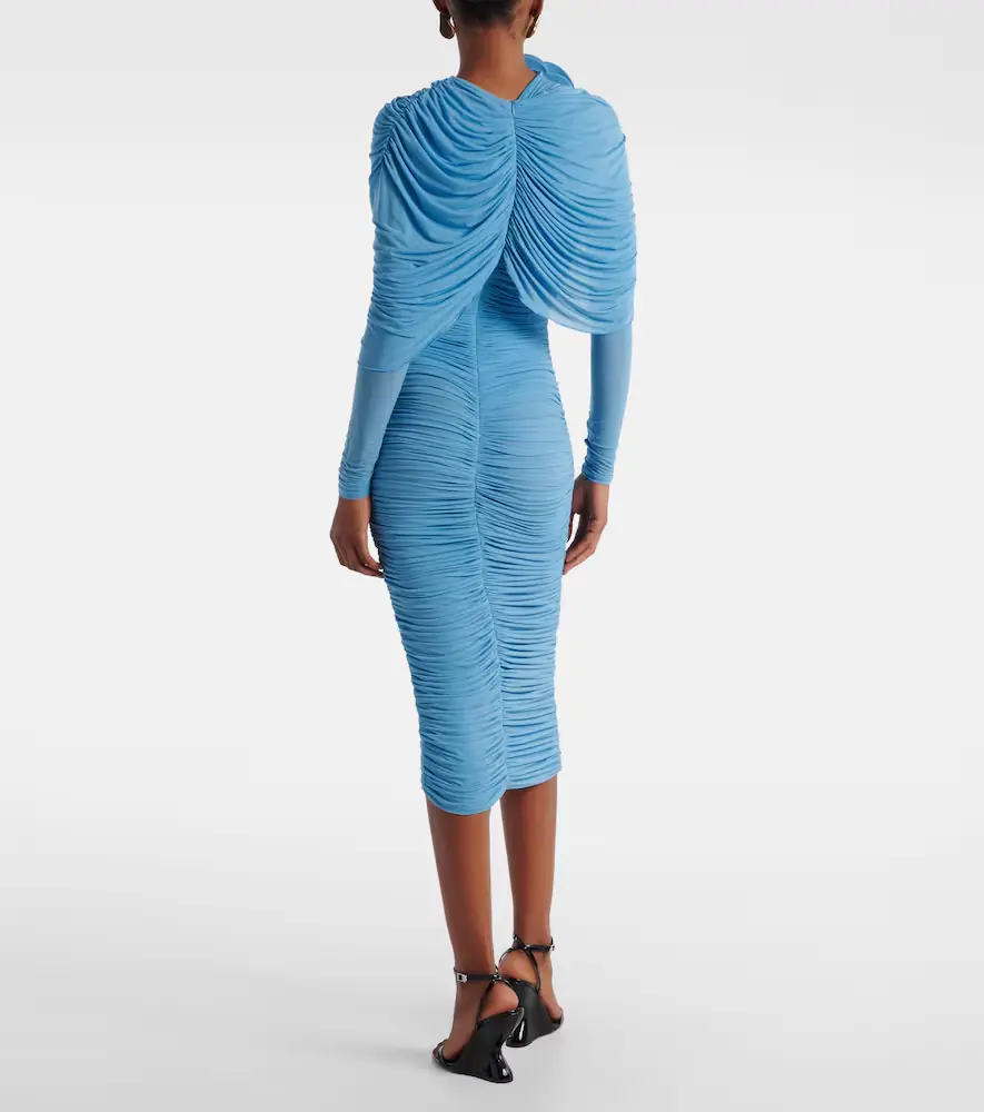 Magda Butrym Floral-appliqué ruched caped midi dress | Thumbnail 3 Magda Butrym Floral-appliqué ruched caped midi dress | Thumbnail 3