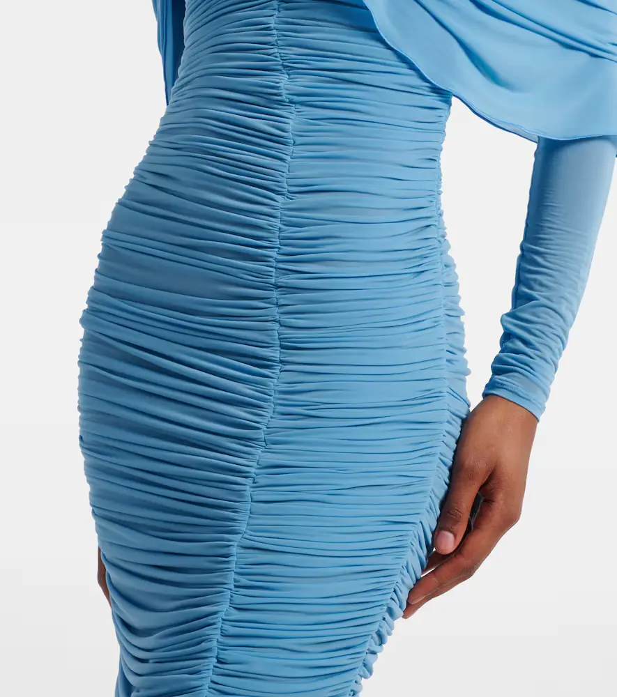 Magda Butrym Floral-appliqué ruched caped midi dress | Thumbnail 4 Magda Butrym Floral-appliqué ruched caped midi dress | Thumbnail 4