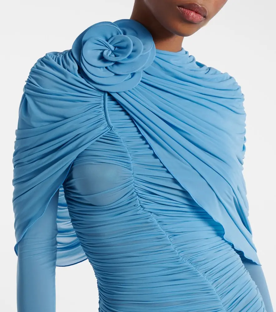 Magda Butrym Floral-appliqué ruched caped midi dress | Thumbnail 5 Magda Butrym Floral-appliqué ruched caped midi dress | Thumbnail 5